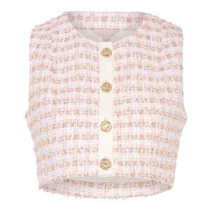 Coco Tweed Crop Top with Gold Buttons - Flossy by Freddy